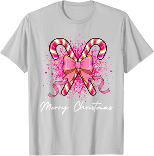 Christmas Pink Bow Croquette Candy Toddler Girls Teens Women T-Shirt - T-Shirt | Ash