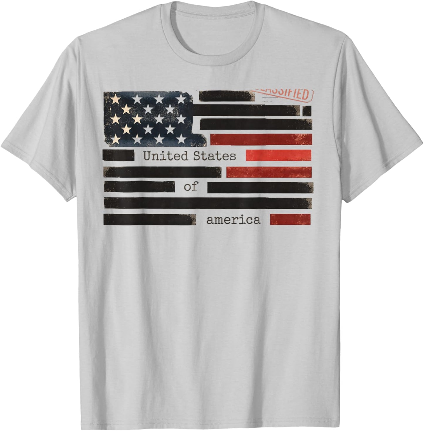 Censored Documents USA Flag Democracy Redacted Files Style T-Shirt - T-Shirt | Ash