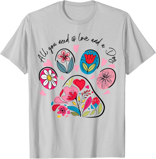 Dog Mama Valentine Funny Paw Dog Mom Valentines Mother's Day T-Shirt - T-Shirt | Ash