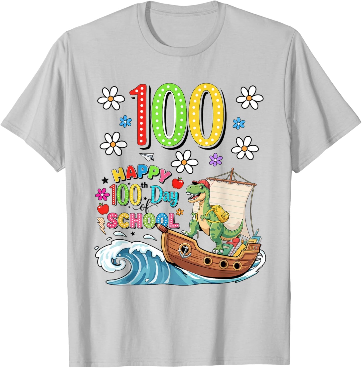 Happy 100th Day of School Design for Kids – 100 Days Smarter T-Shirt - T-Shirt | Ash
