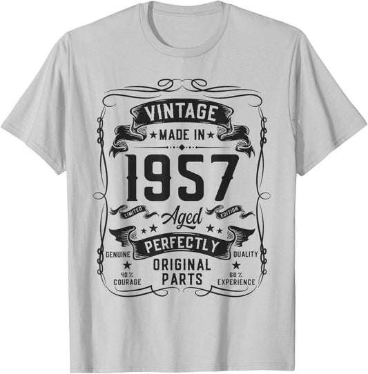 Vintage 1957 69yr 69th Birthday Gifts 69 Years Old T-Shirt - T-Shirt | Ash