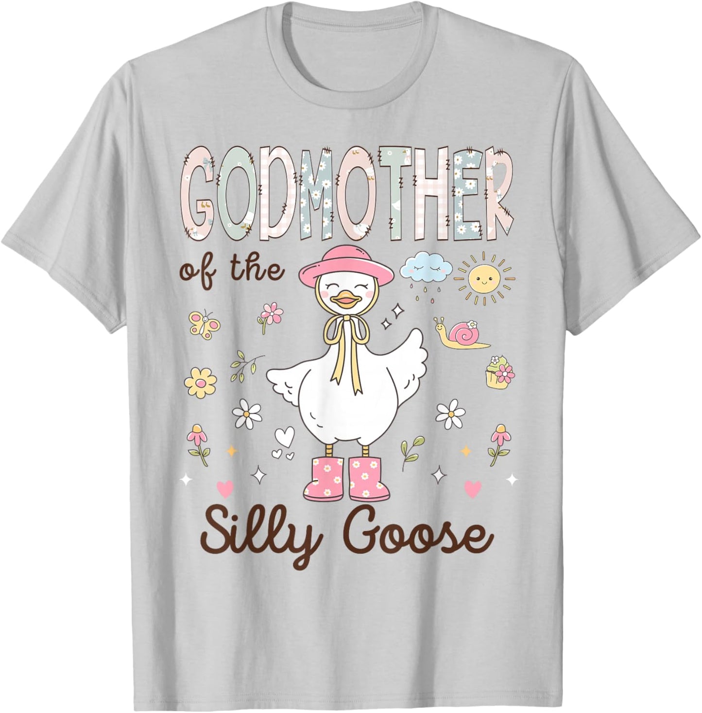 Godmother of The Silly Goose First Birthday Girl Family T-Shirt - T-Shirt | Ash