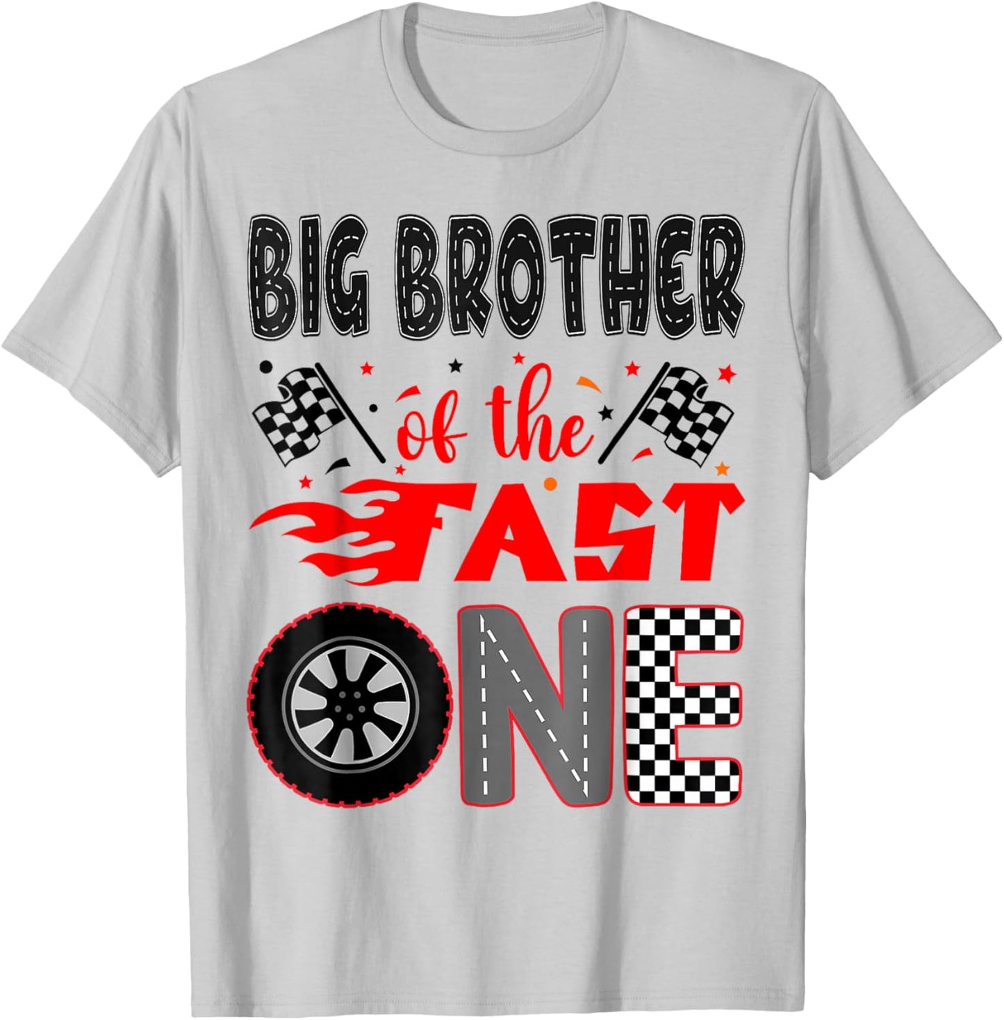 Big Brother of The Fast One Birthday 1st Race Car Family T-Shirt - T-Shirt | Ash