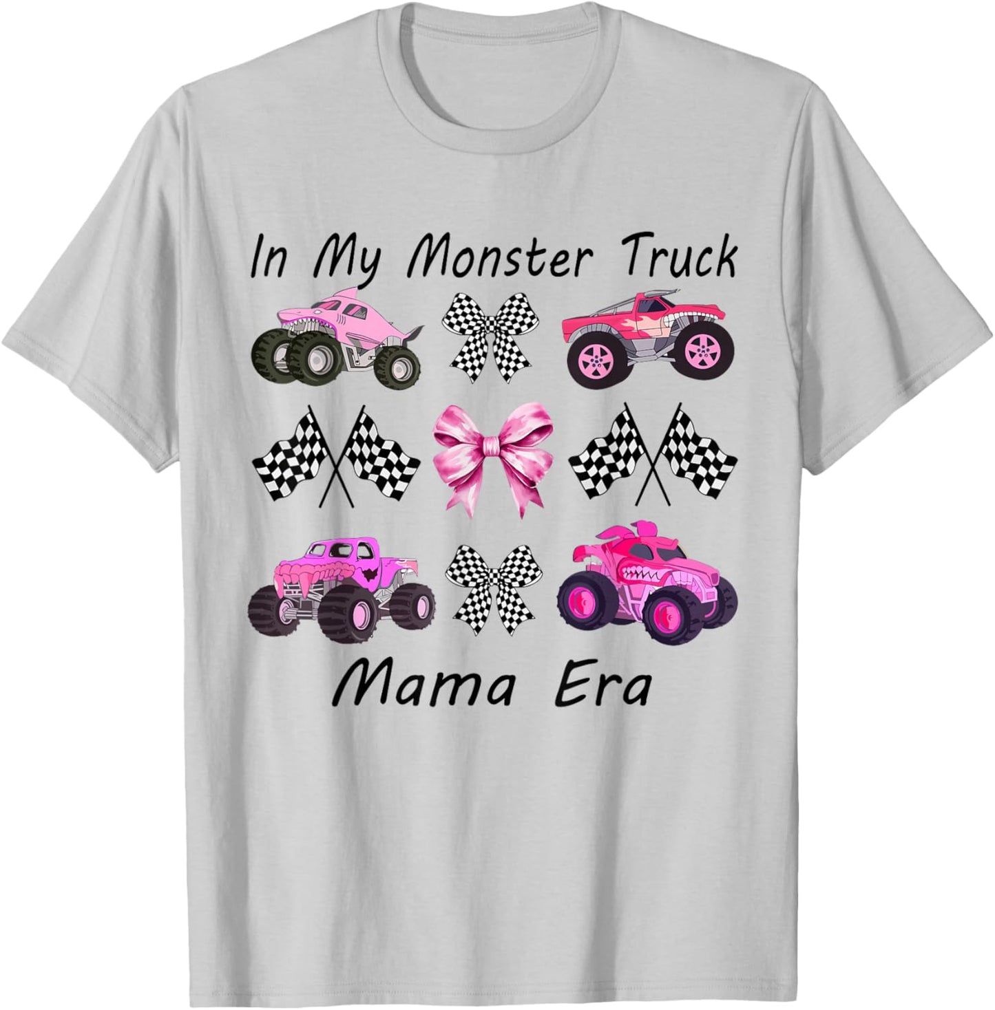 in My Monster Truck Mama Era Cute Pink Monster Truck Mom T-Shirt - T-Shirt | Ash