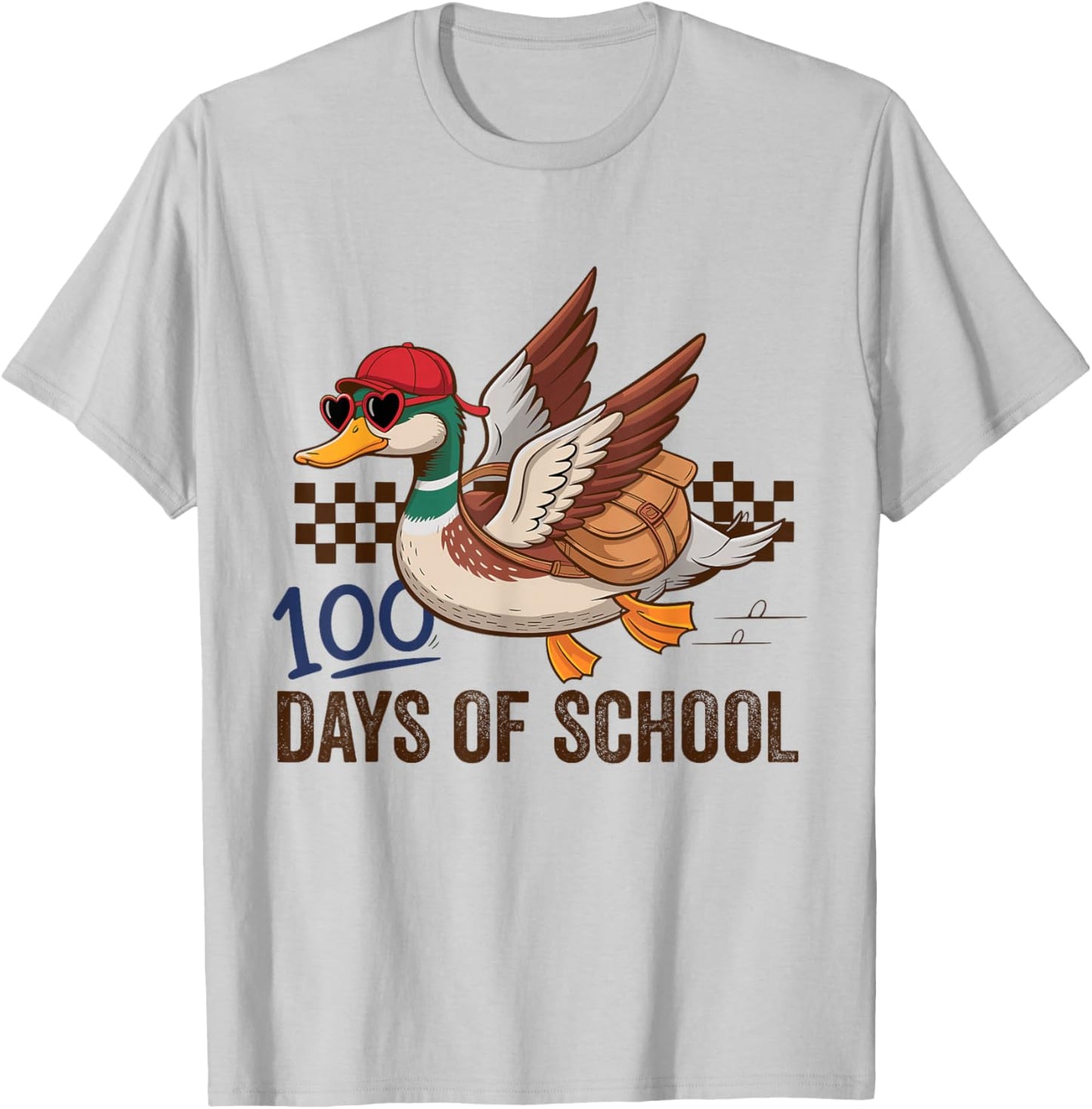 Happy 100 Days of School Goose Teacher Kids T-Shirt - T-Shirt | Ash