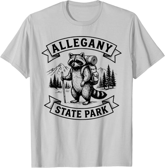 Allegany Hiking Raccoon Backpacking Allegany State Park T-Shirt - T-Shirt | Ash