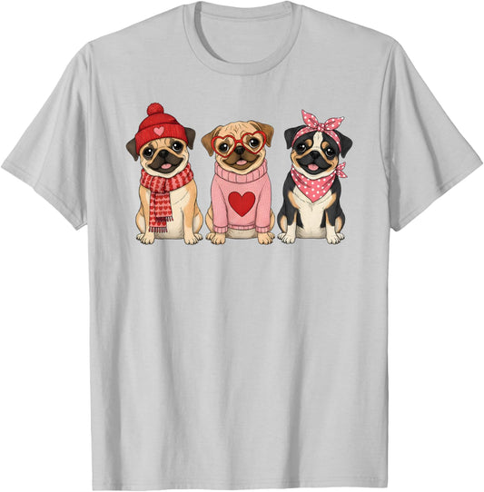 Cute Puggle Valentine Dog T-Shirt - T-Shirt | Ash