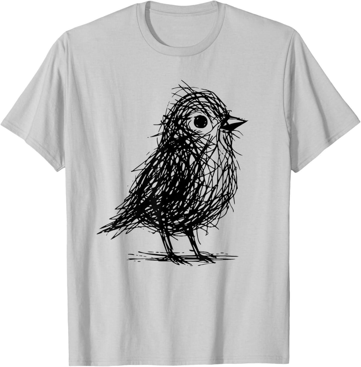 Minimal Line Art Minimalist Abstract Sketch Scribble Bird T-Shirt - T-Shirt | Ash
