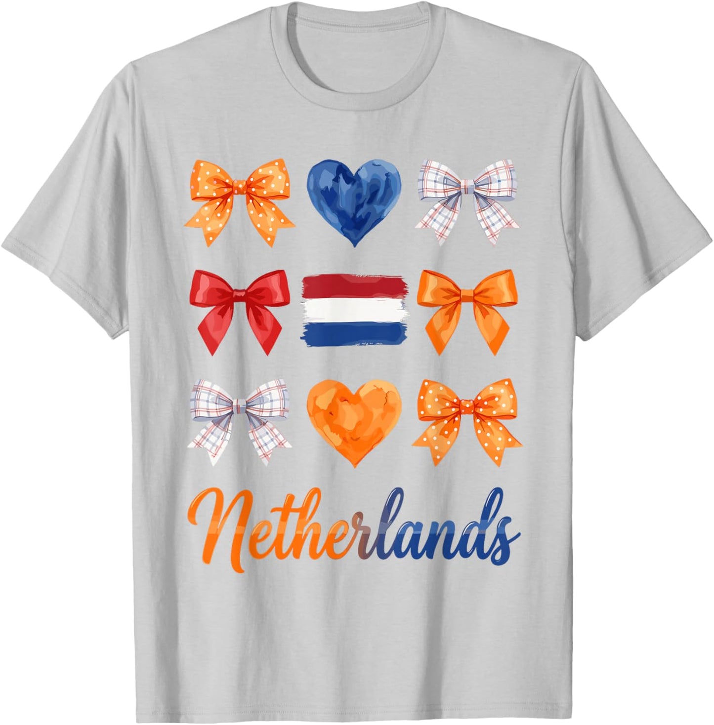 Coquette Bow Dutch Flag Netherlands Holland Cute Girls T-Shirt - T-Shirt | Ash