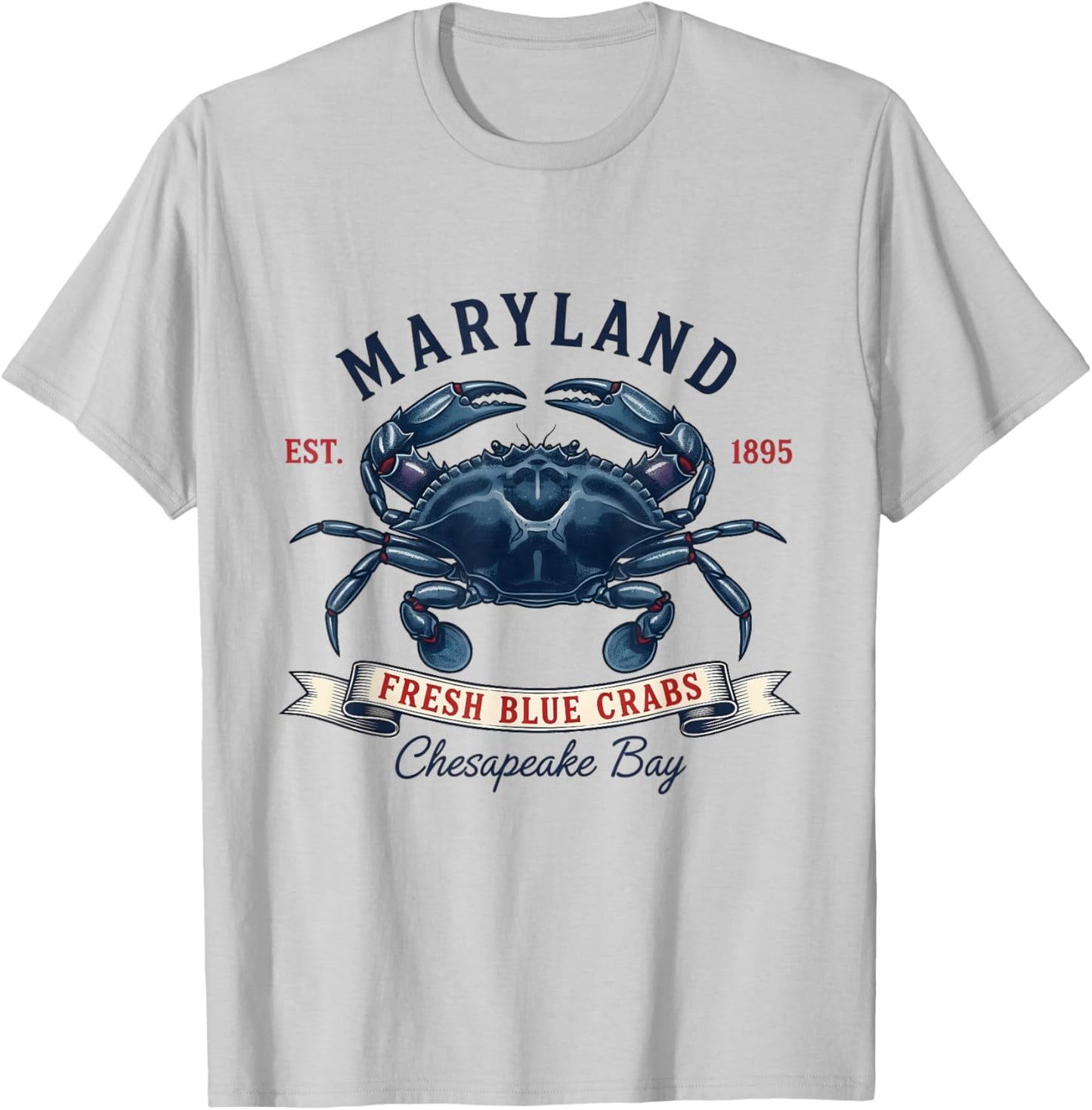 Maryland State Flag Crab T-Shirt - T-Shirt | Ash