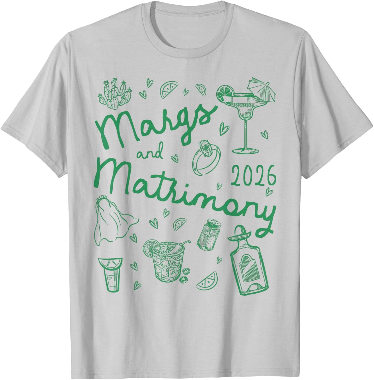 Margs and Matrimony Club 2026 Bachelorette Party Margarita T-Shirt - T-Shirt | Ash