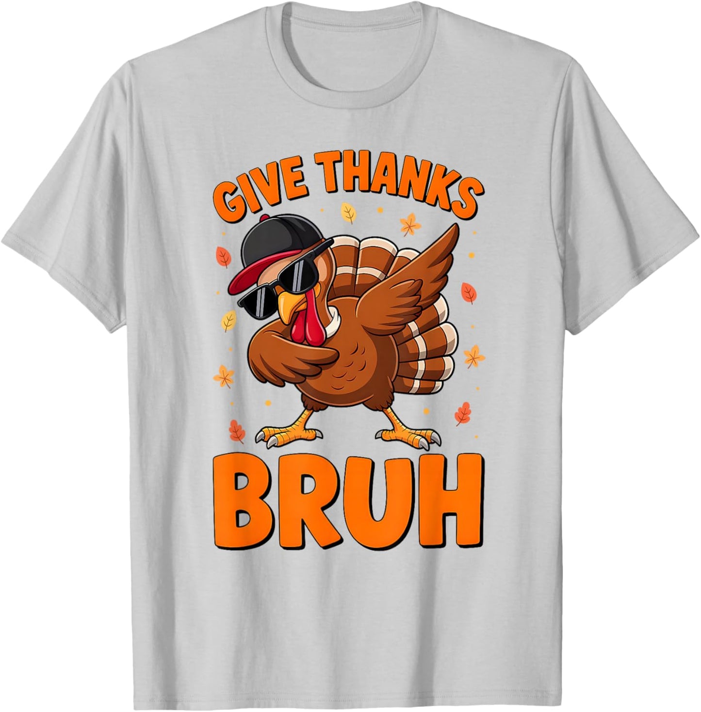 Bruh Thanksgiving Dabbing Turkey Pilgrim Costume Boys Kids T-Shirt - T-Shirt | Ash
