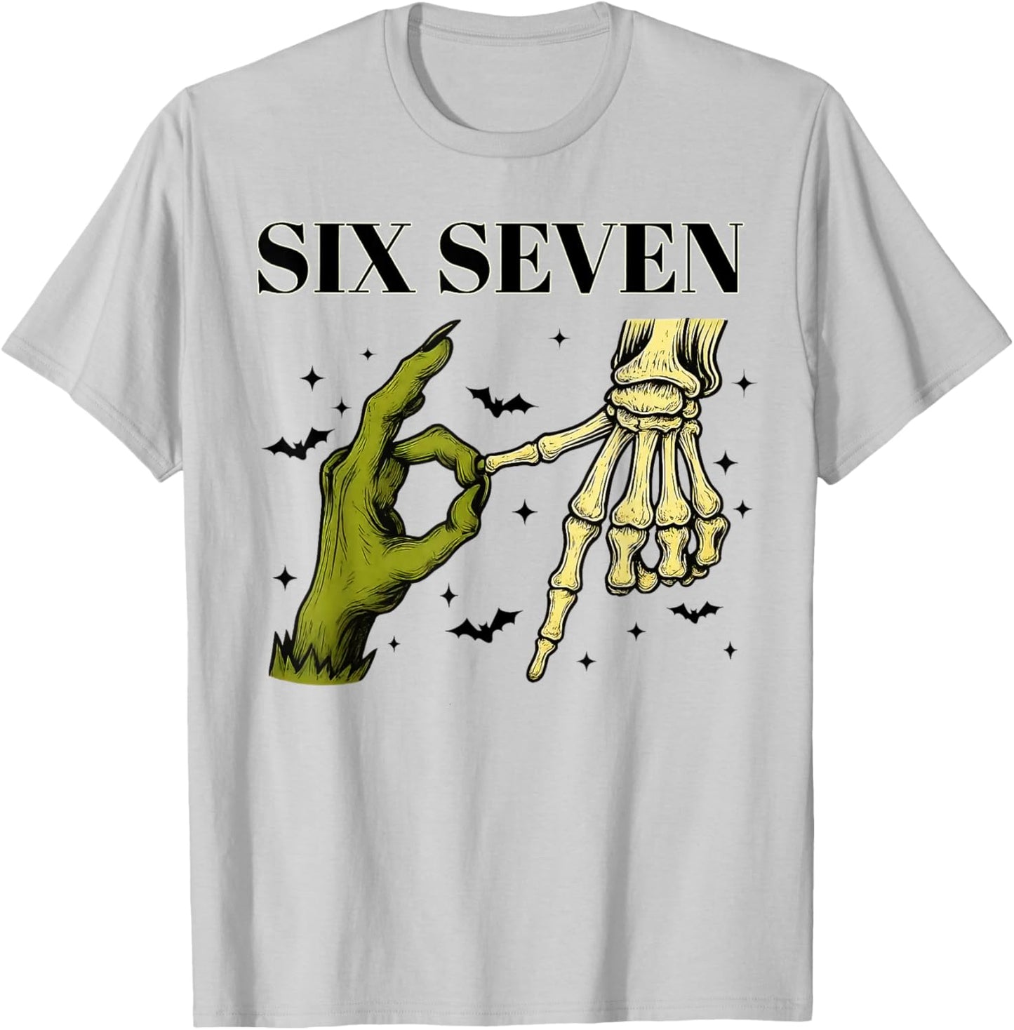 67 Witch Skeleton Hands Sign 67 Meme Halloween Costume Funny T-Shirt - T-Shirt | Ash
