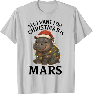 Mars The Hippo Christmas Baby Hippo Mars Viral Pygmy Hippo T-Shirt - T-Shirt | Ash
