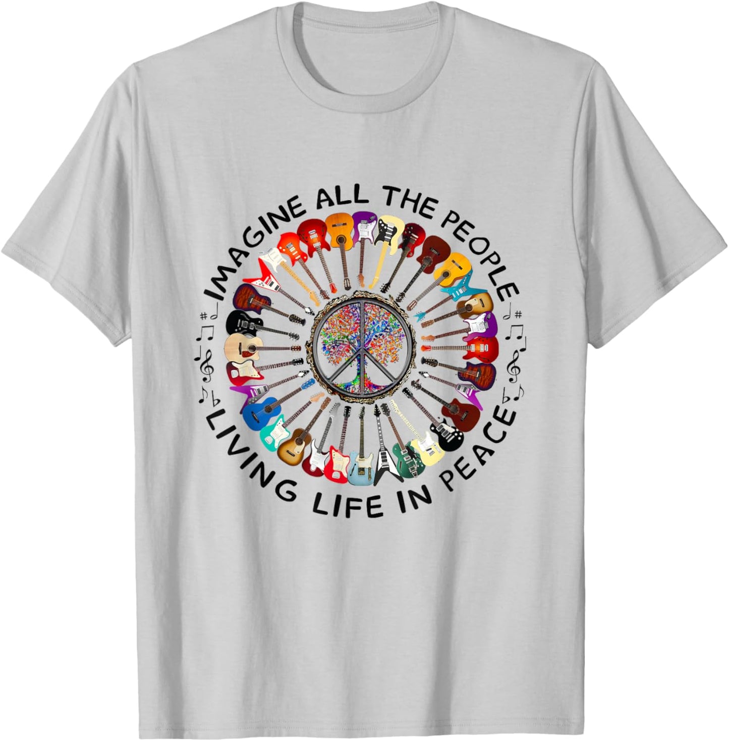 Imagine Hippie People Living Life in Peace and Love T-Shirt - T-Shirt | Ash