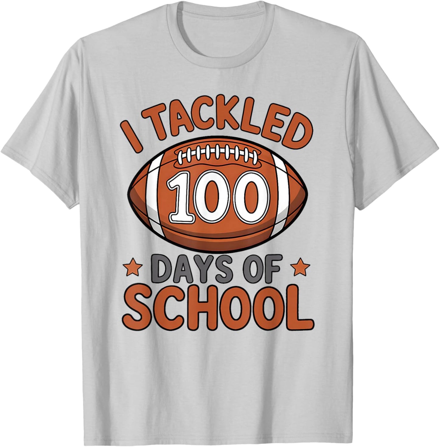 100th Day of School Football Boys Kids 100 Days of School T-Shirt - T-Shirt | Ash