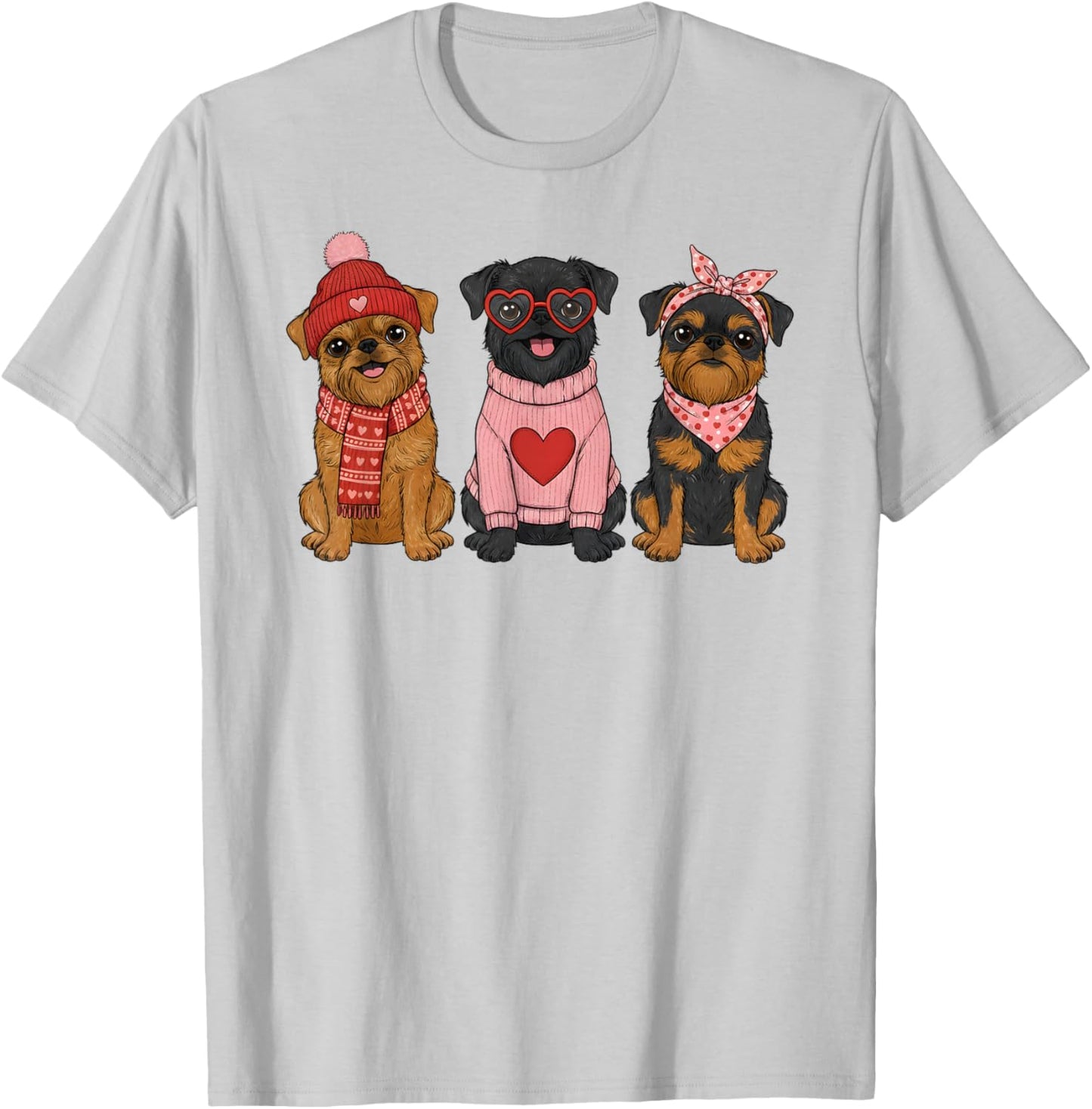 Cute Brussels Griffon Valentine Dog T-Shirt - T-Shirt | Ash