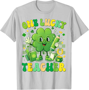 One Lucky Teacher Shamrock St Patricks Men Women T-Shirt - T-Shirt | Ash