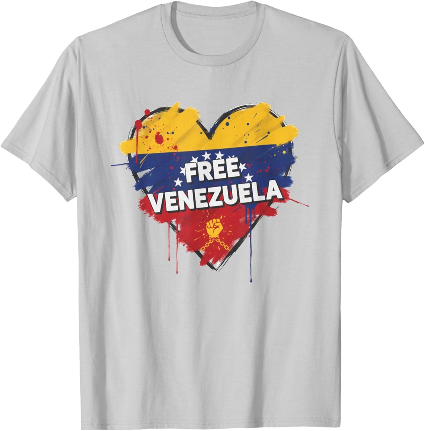 Free Venezuela Flag Patriotic Funny Venezuela Libre Freedom T-Shirt - T-Shirt | Ash