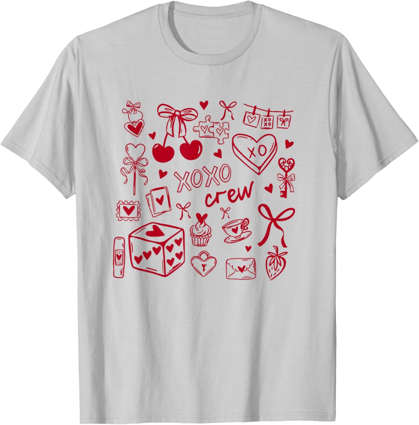 Women XOXO Crew Valentine's Day Galentine's Day Matching T-Shirt - T-Shirt | Ash