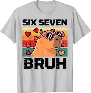 Six Seven Bruh Capybara 6 7 Valentines Day Kids Boys Youth T-Shirt - T-Shirt | Ash