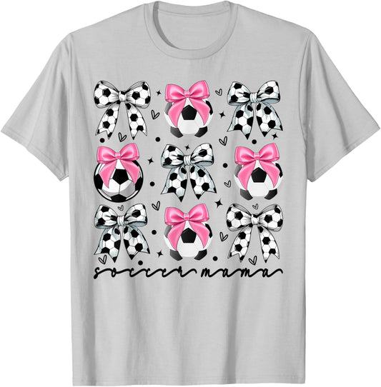 Coquette Soccer Bow Cute mom Soccer Mama T-Shirt - T-Shirt | Ash