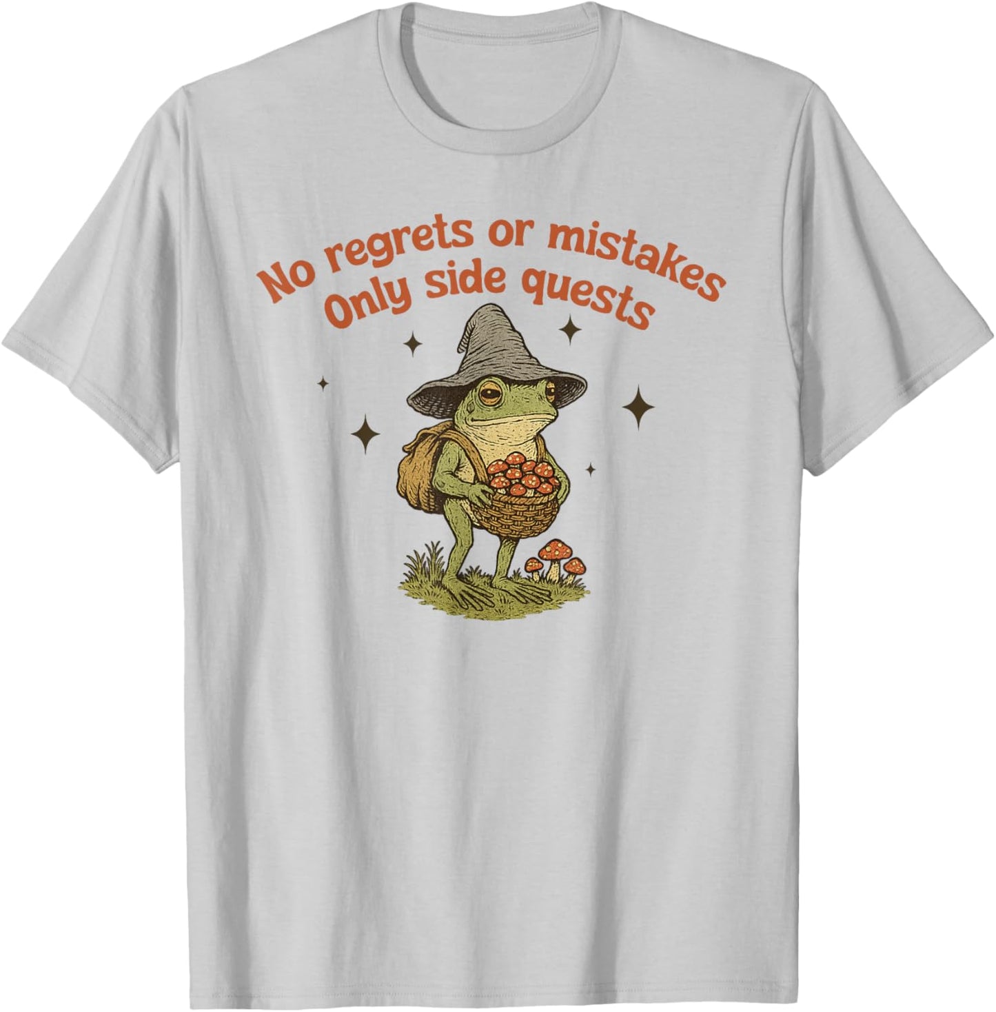 No Regrets Or Mistakes - Only Side Quests Funny Frog Weird T-Shirt - T-Shirt | Ash