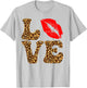 Love Red Lipstick Lips Leopard Happy Valentines Women T-Shirt - T-Shirt | Ash