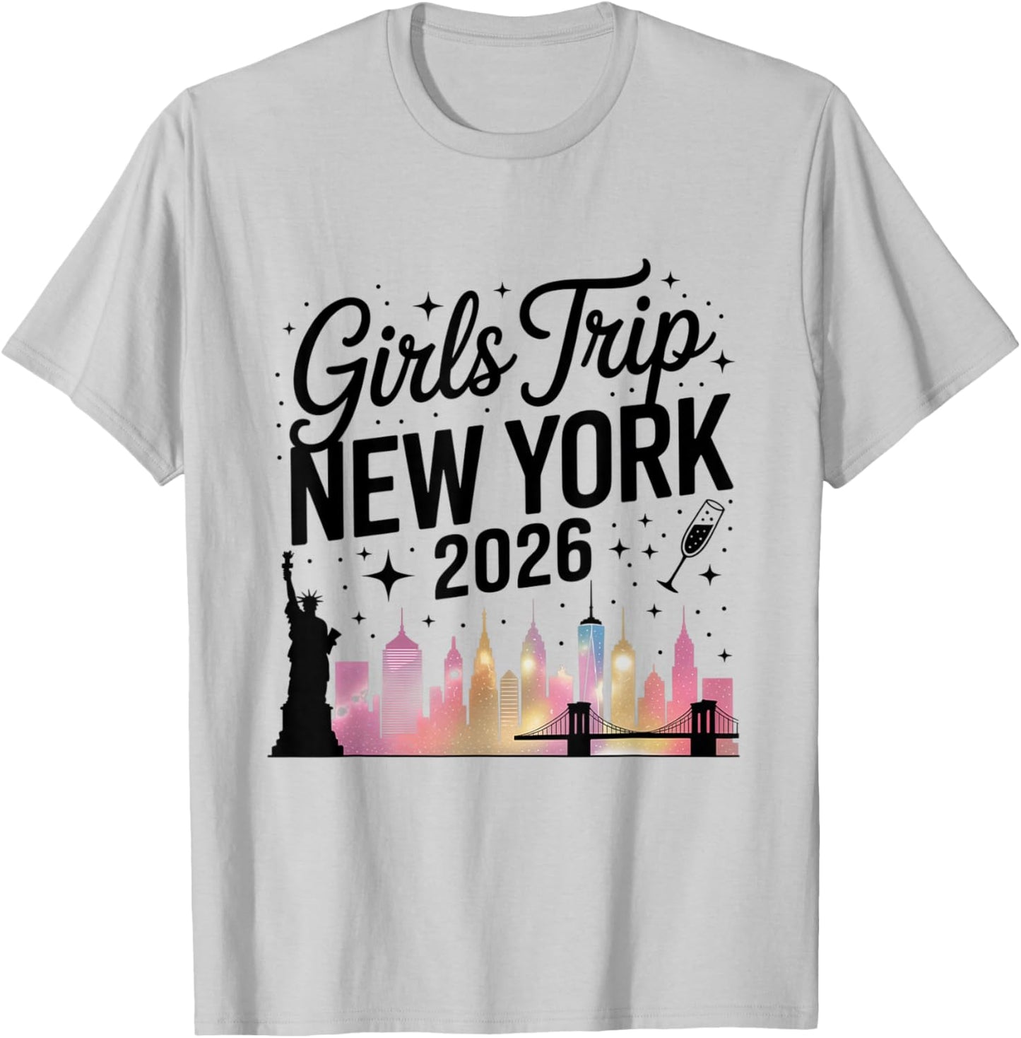 Girls Trip New York 2026 City Skyline Travel Crew T-Shirt - T-Shirt | Ash