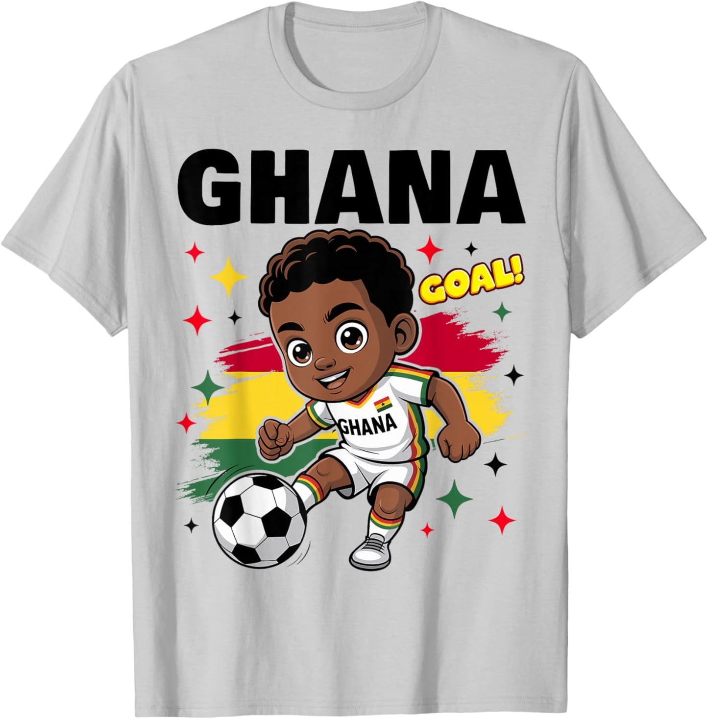 Ghana Kid Goal Cartoon Ghana Flag for Kids T-Shirt - T-Shirt | Ash