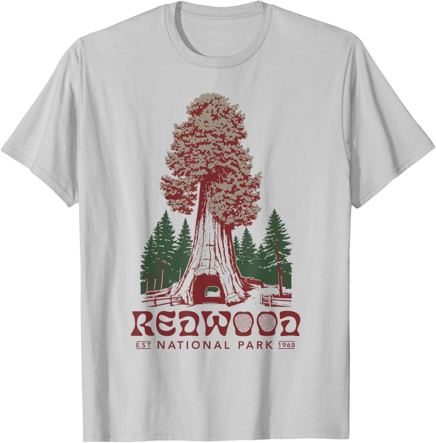 Redwood National Park California Sequoia Tree T-Shirt - T-Shirt | Ash