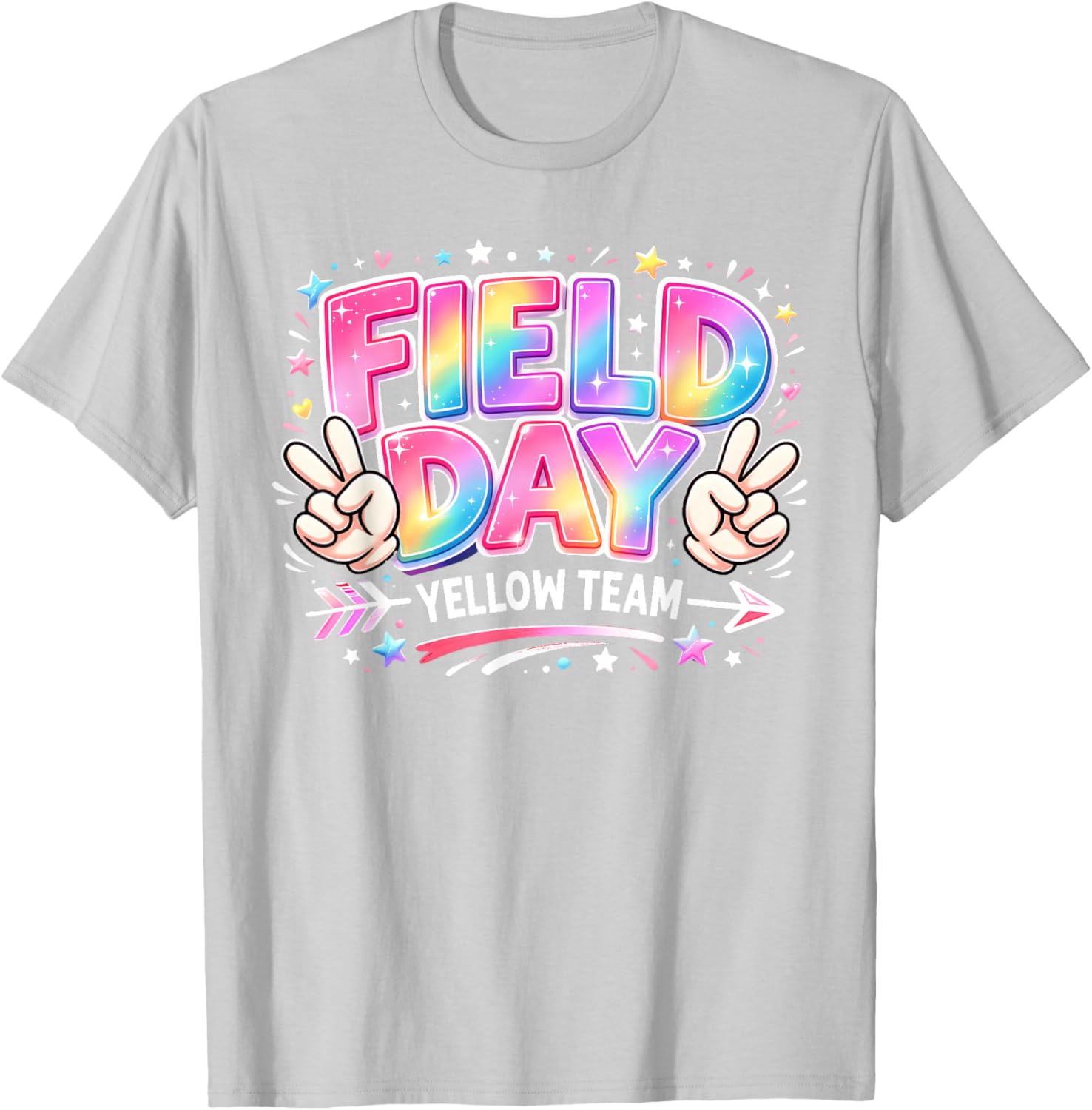 Field Day Yellow Team Peace Hand Pastel Men Women Kid T-Shirt - T-Shirt | Ash