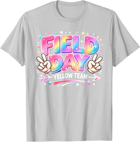 Field Day Yellow Team Peace Hand Pastel Men Women Kid T-Shirt - T-Shirt | Ash