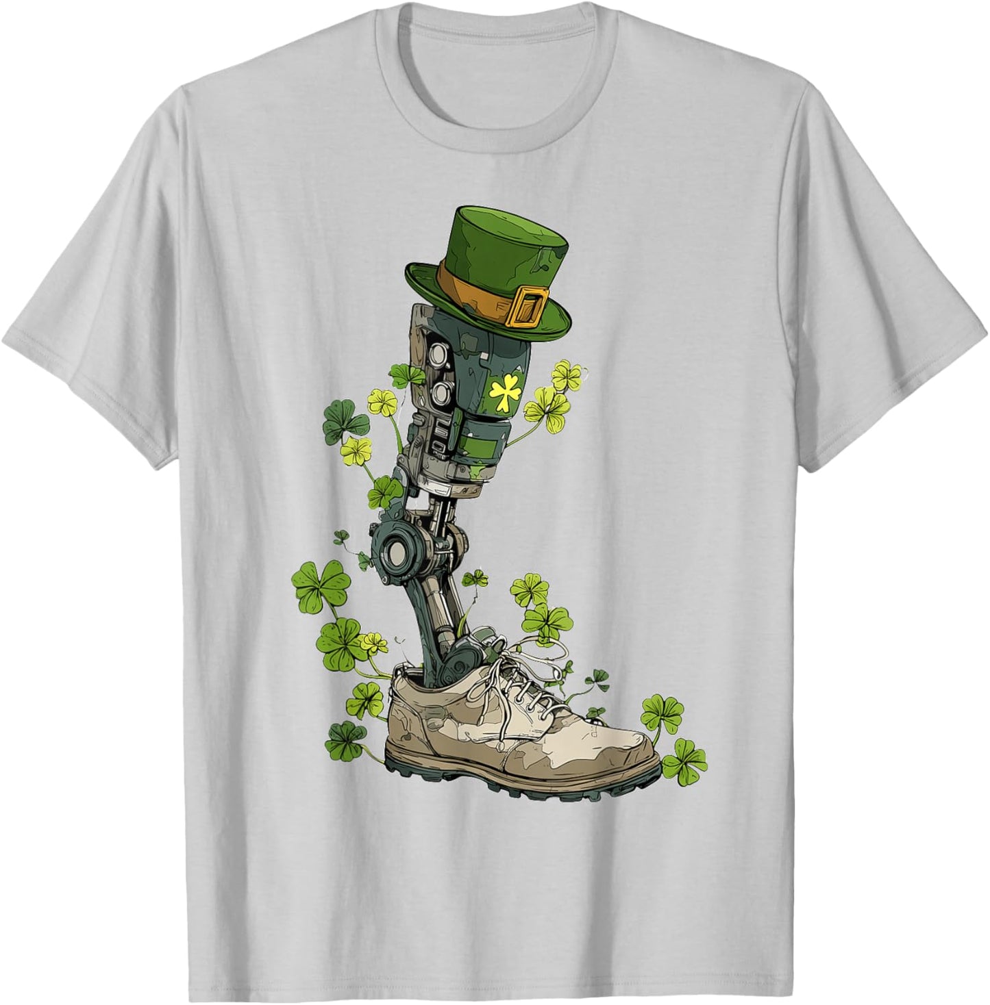 Amputee Prosthetic Amputated St. Patricks Day Pattys Day T-Shirt - T-Shirt | Ash