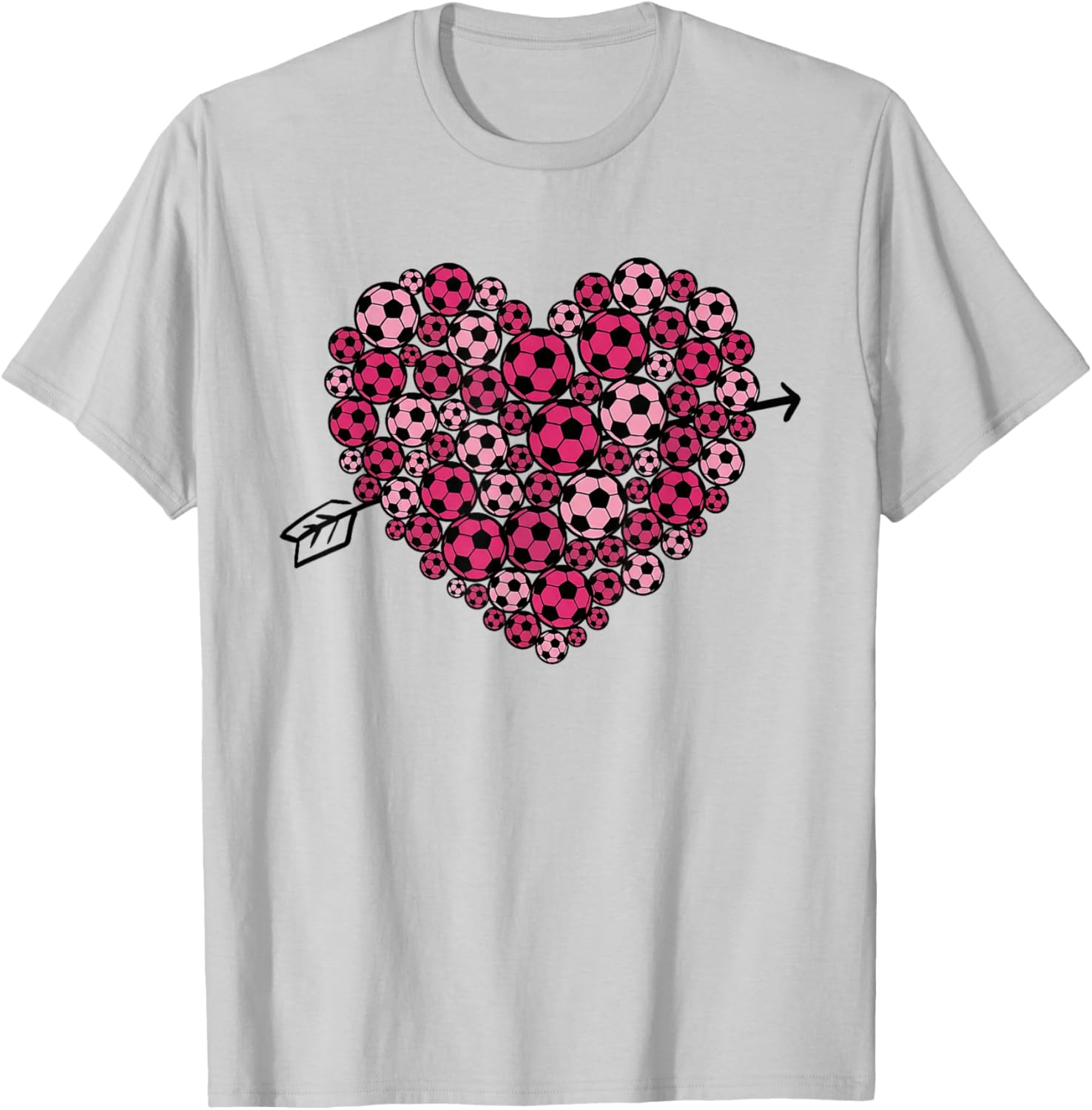 Valentine's Day Soccer Heart Sports Lover Women Girls Kids T-Shirt - T-Shirt | Ash