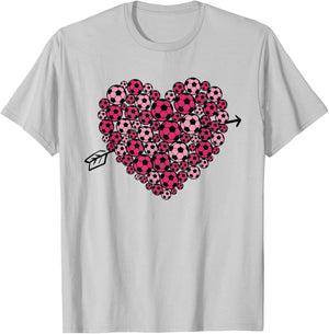 Valentine's Day Soccer Heart Sports Lover Women Girls Kids T-Shirt - T-Shirt | Ash