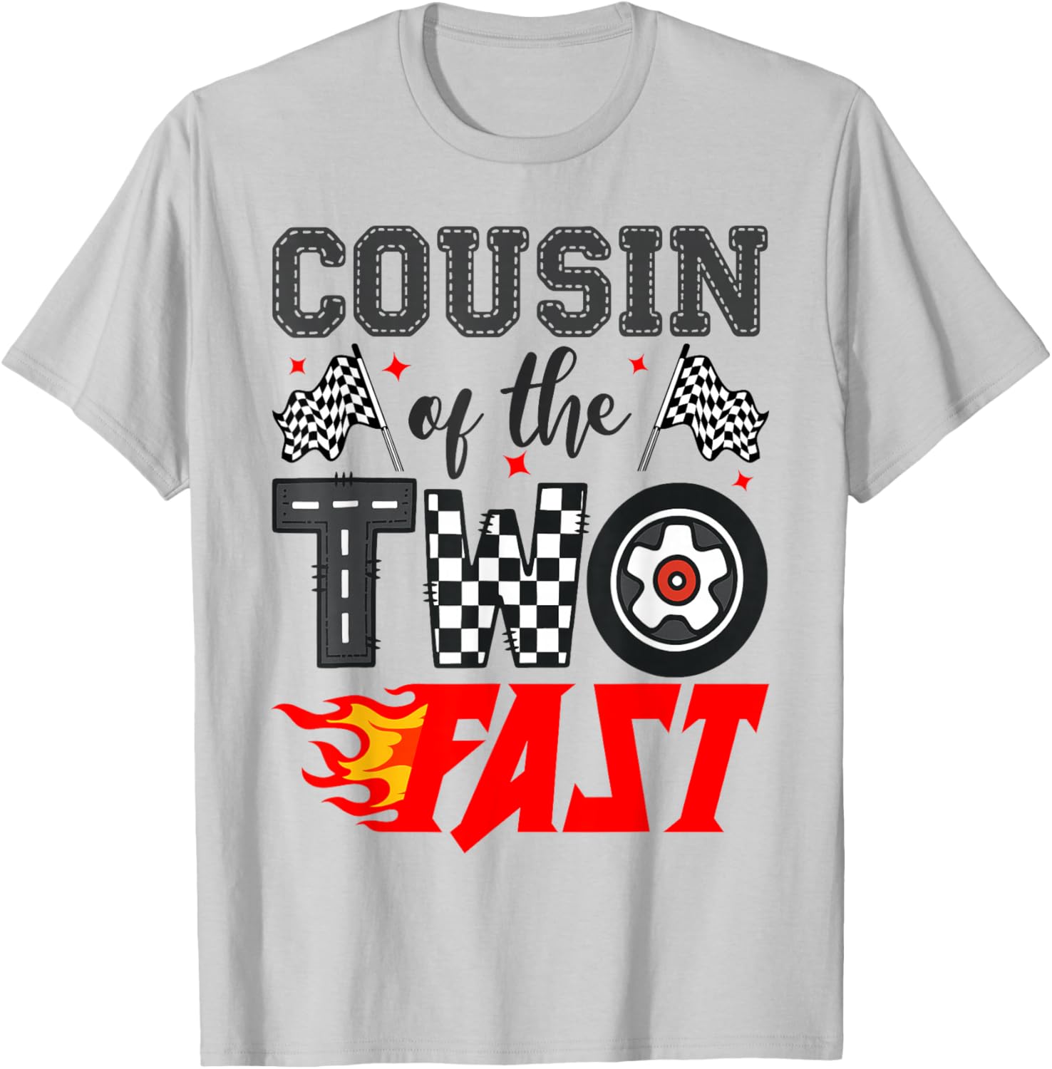Cousin of The Two Fast Second Birthday Racing Car T-Shirt - T-Shirt | Ash