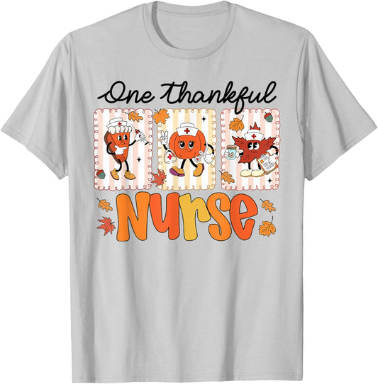 One Thankful Nurse Thanksgiving Turkey Day Nurse Gift Women T-Shirt - T-Shirt | Ash