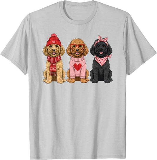 Cute Goldendoodle Valentine Golden Doodle Dog T-Shirt - T-Shirt | Ash