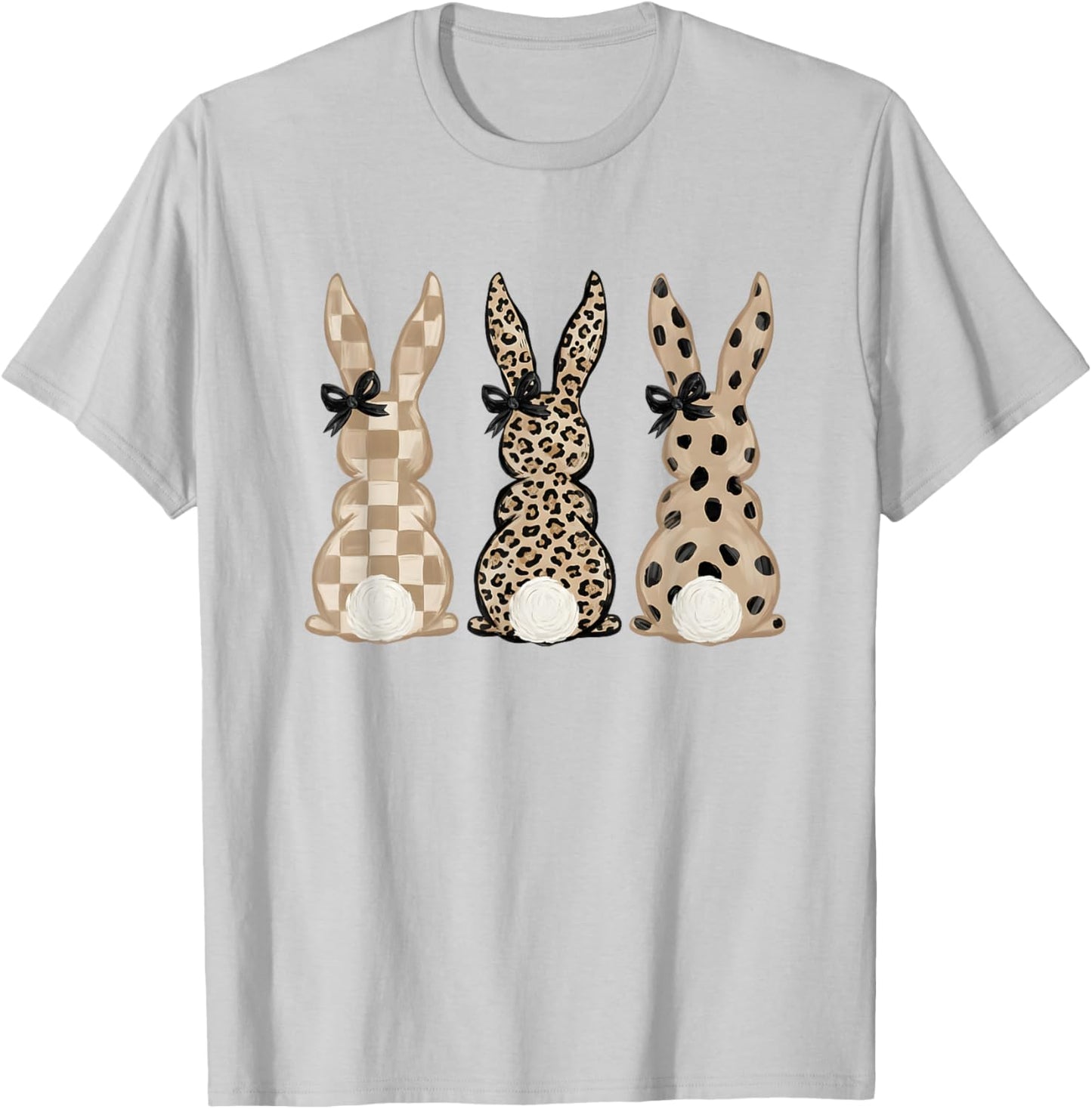 Cute Pink Leopard Eggs Happy Easter Bunny Rabbit T-Shirt - T-Shirt | Ash