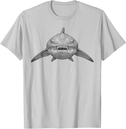 Nurse Shark Face Vintage Engraving Ocean Species T-Shirt - T-Shirt | Ash