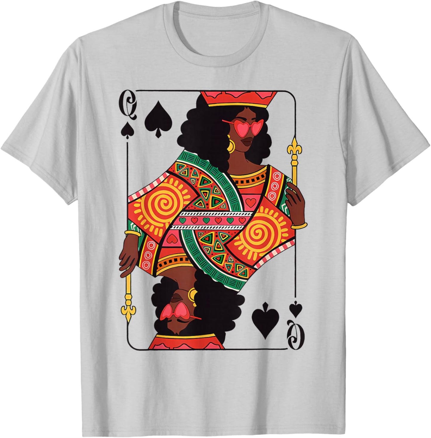 Queen of Spades Card Black Woman African American Pride T-Shirt - T-Shirt | Ash