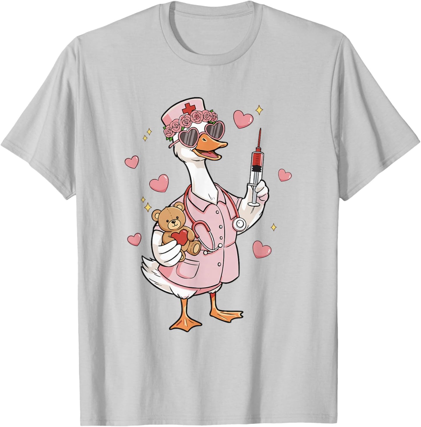 Pediatric Nurse Valentine's Day Funny Silly Goose Peds T-Shirt - T-Shirt | Ash