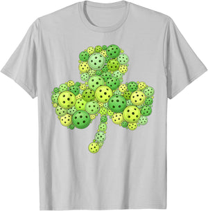 Pickleball Shamrock St Patrick’s Day Lucky Clover Irish T-Shirt - T-Shirt | Ash