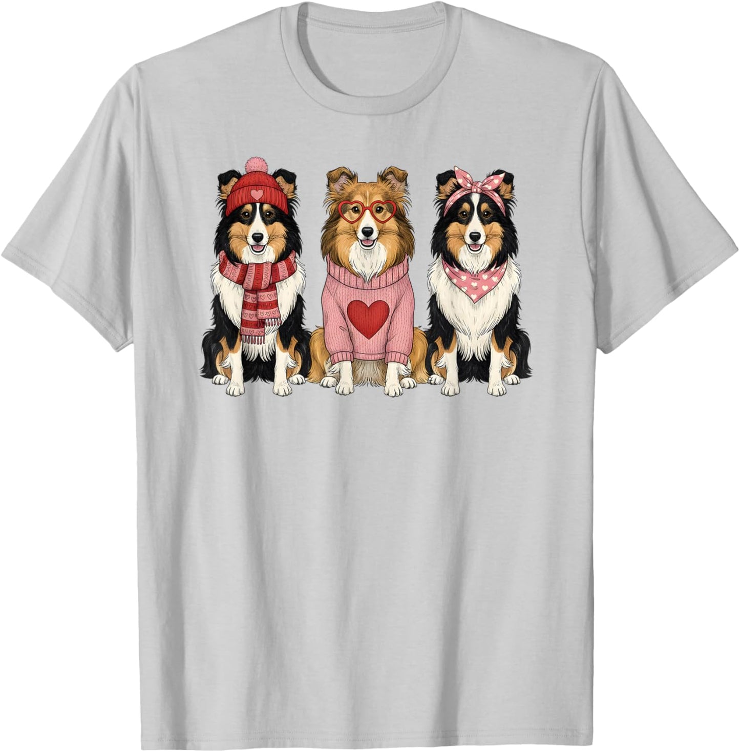 Cute Shetland Sheepdog Valentine Sheltie Dog T-Shirt - T-Shirt | Ash