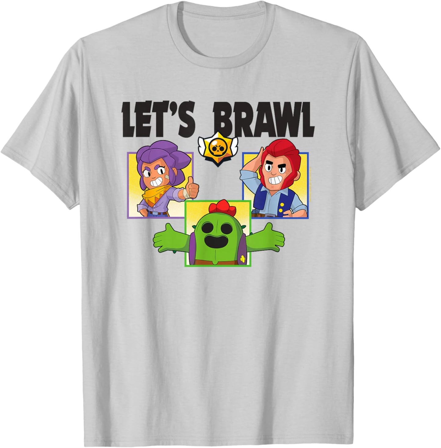 Brawl Stars Let's Brawl Colt Spike and Shelly Group Shot T-Shirt - T-Shirt | Ash
