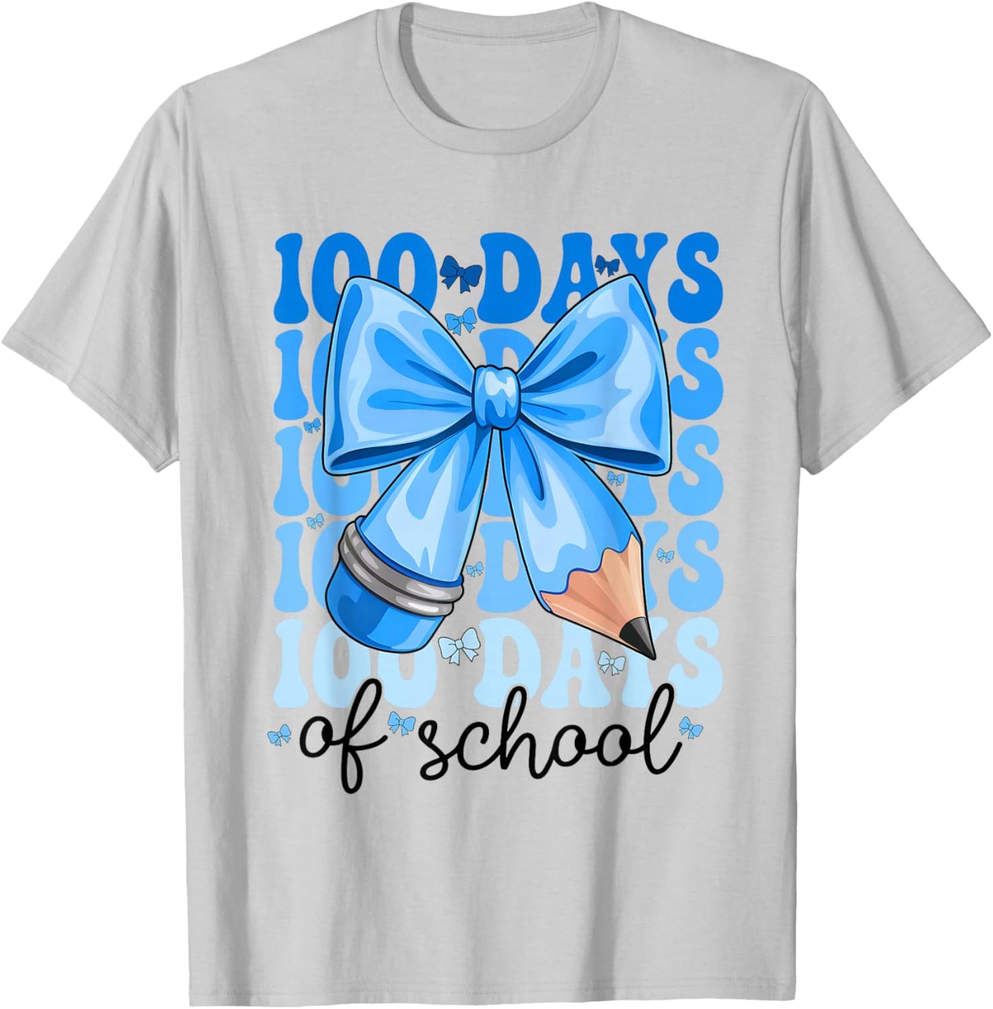 100 Days of School Coquette Bow 100th Day of School Boys T-Shirt - T-Shirt | Ash