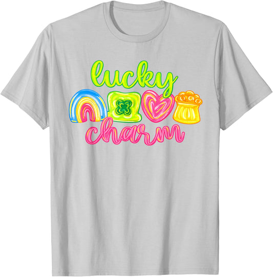 Lucky Charm Patricks Day Pot of Irish Shamrock Rainbow T-Shirt - T-Shirt | Ash
