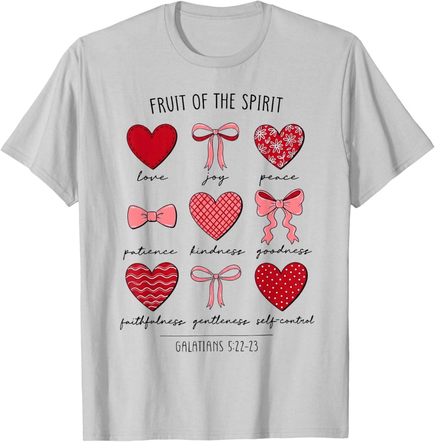 Fruit of The Spirit Christian Hearts Galatians T-Shirt - T-Shirt | Ash