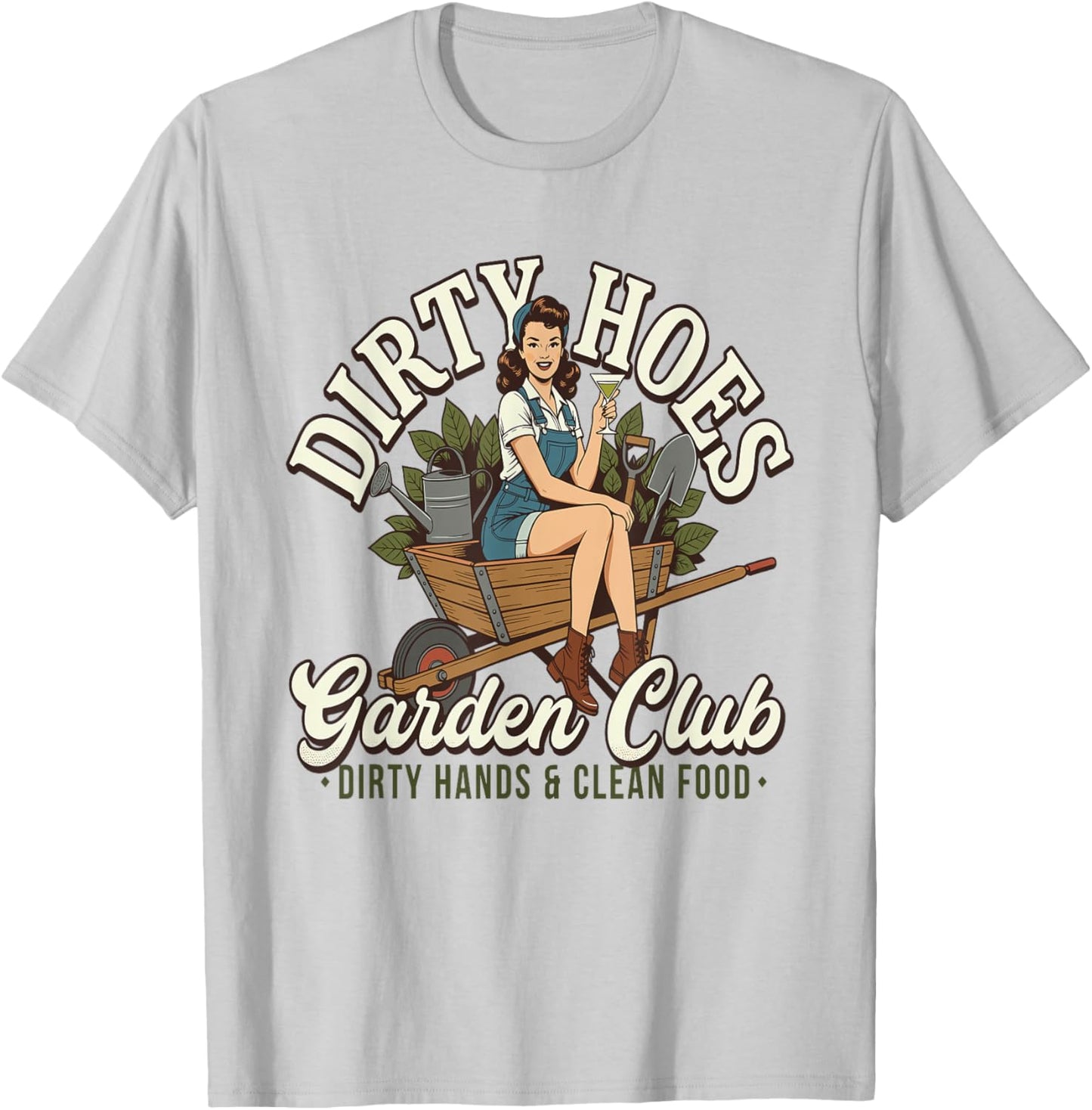 Dirty Hoes Garden Club - Funny Women's Adult Humor Retro T-Shirt - T-Shirt | Ash